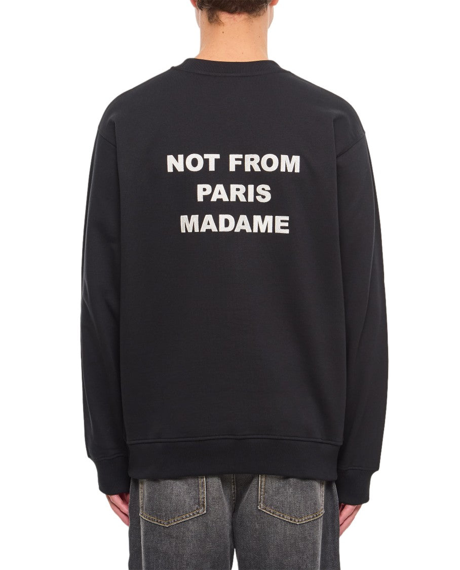 Drôle De Monsieur Heavyweight Cotton Jersey Crewneck Sweatshirt With Signature Slogan