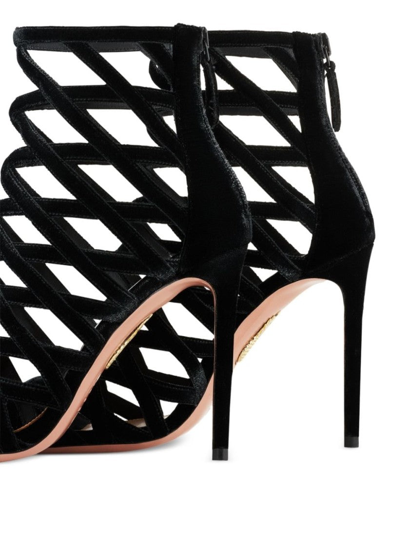 Aquazzura Interwoven Velvet Ankle Boots