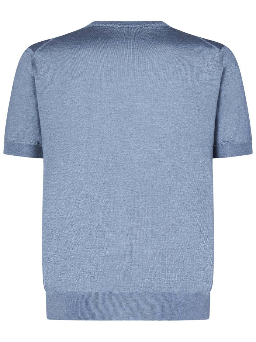 Drumohr Blue Ribbed Luxury T-Shirt