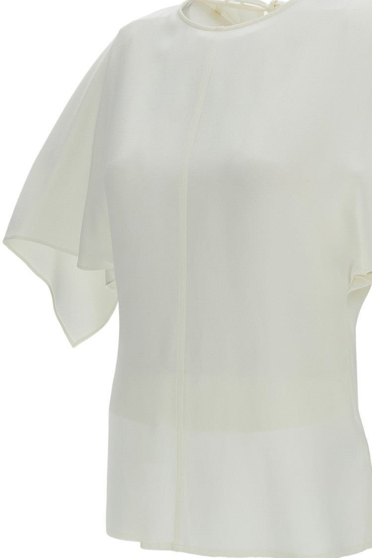 Stella Mccartney Cream Handkerchief Satin Batwing Top