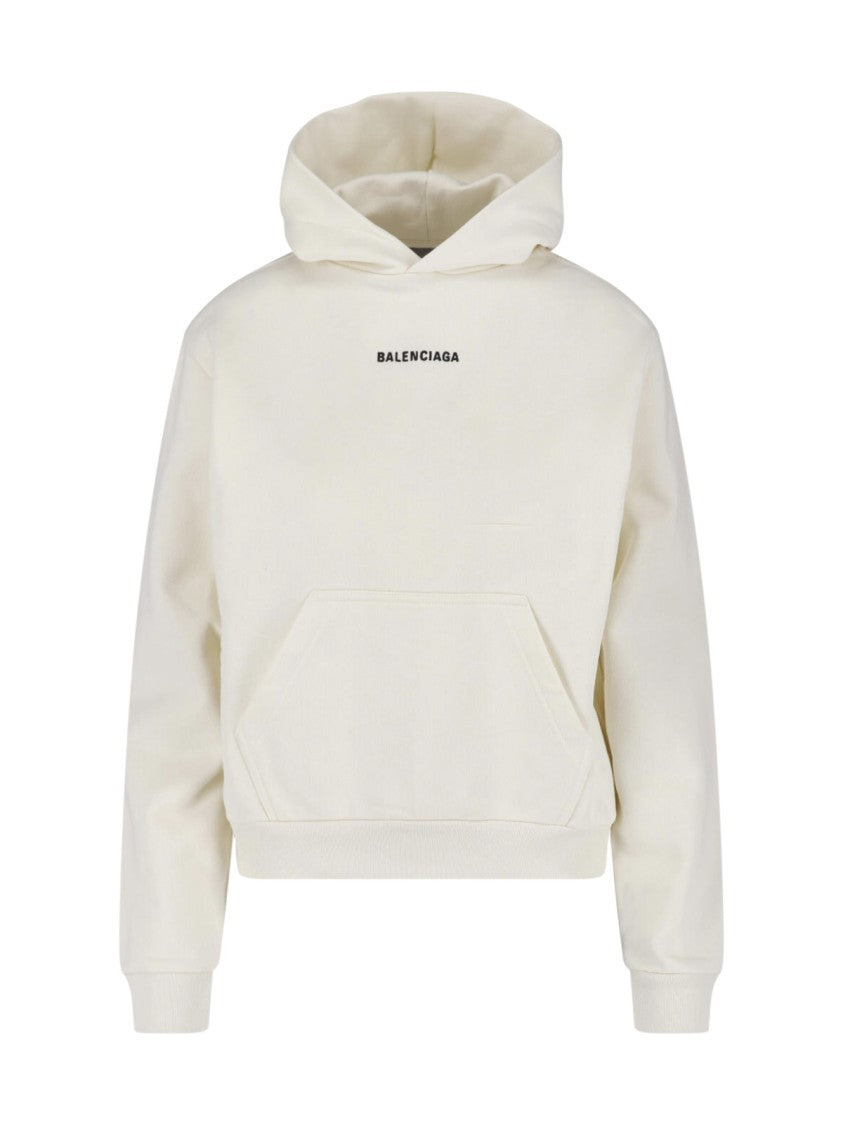 Balenciaga Off-White Back Oversized Embroidered Hoodie
