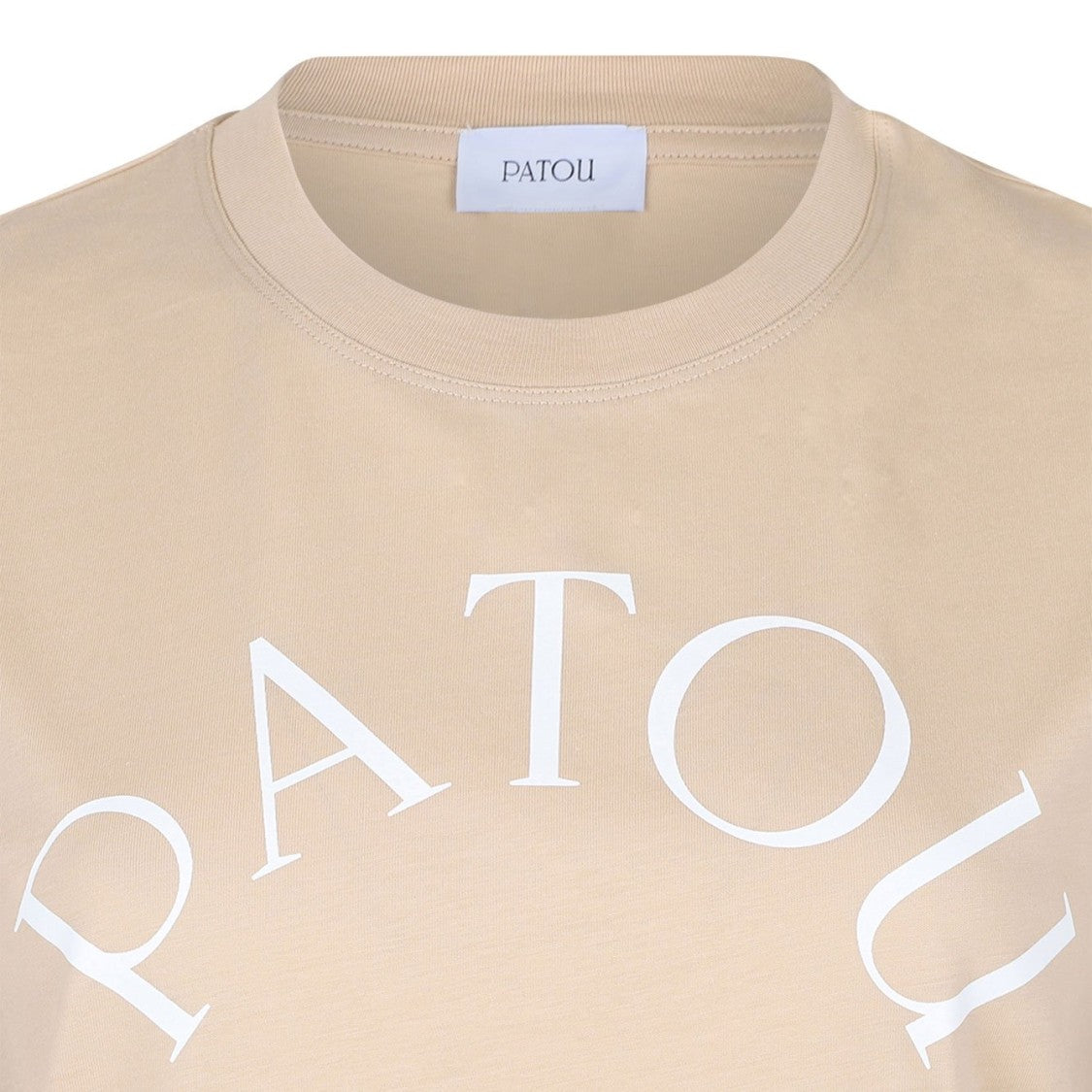 Patou Relaxed-Fit Beige T-Shirt With Curved Logo Detail