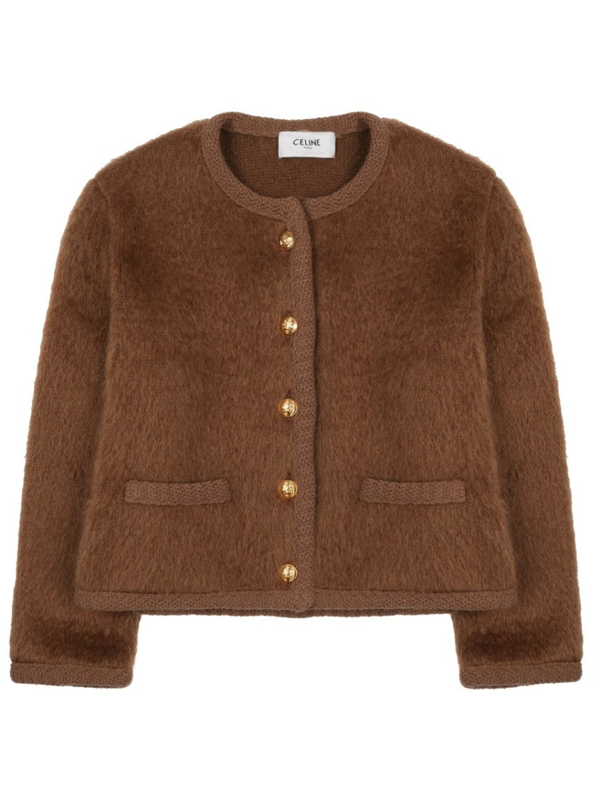 Celine Grey Chasseur Mohair-Blend Bomber Jacket