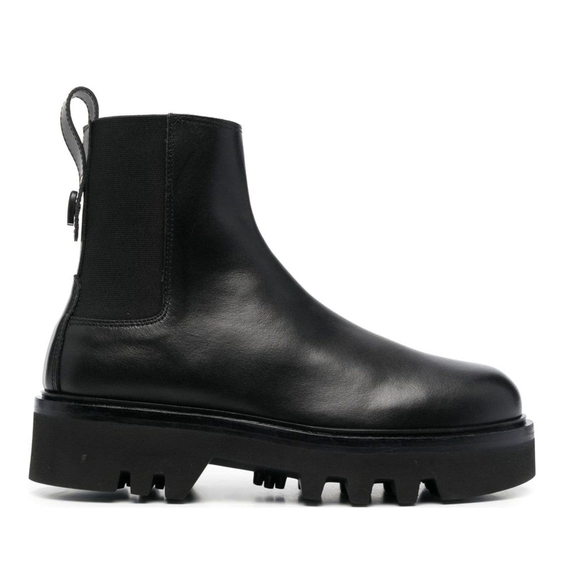 Furla Black Rita Minimalist Elastic Side Panels Leather Ankle Boots