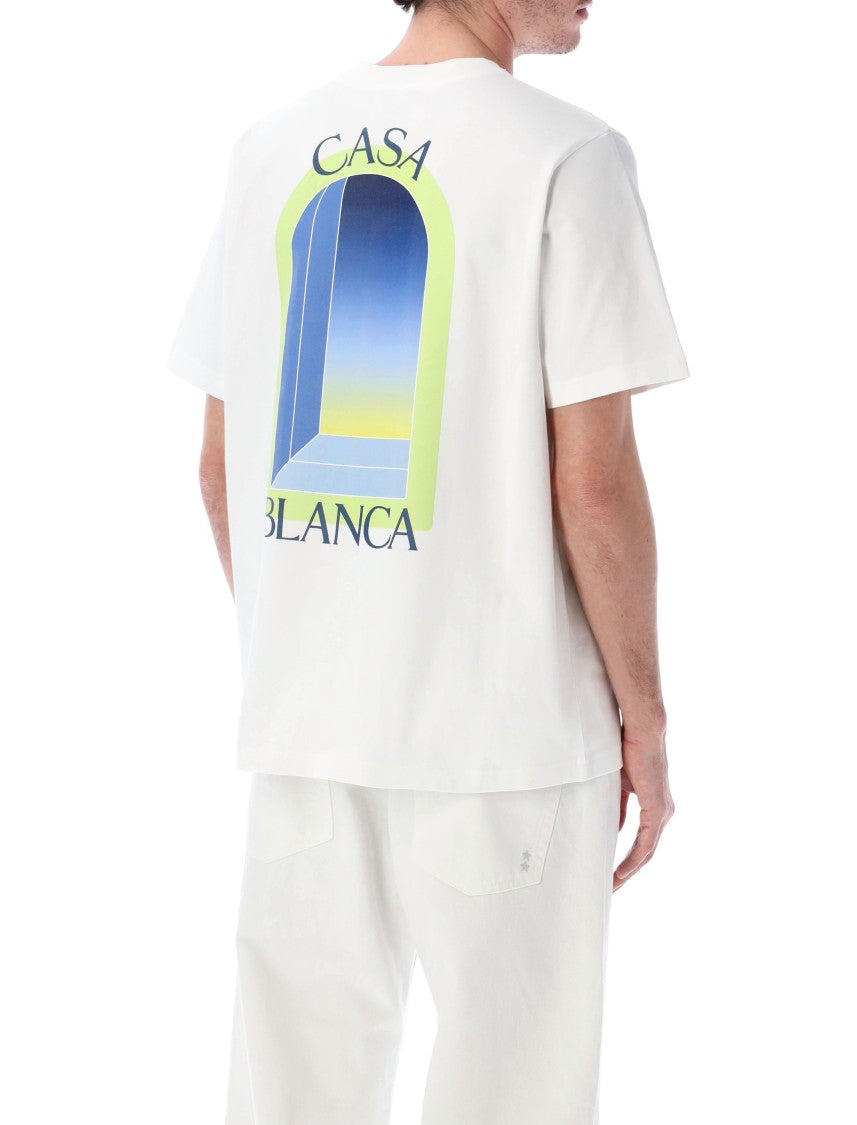 Casablanca L’Arche Printed Lime & Blue T-Shirt In White
