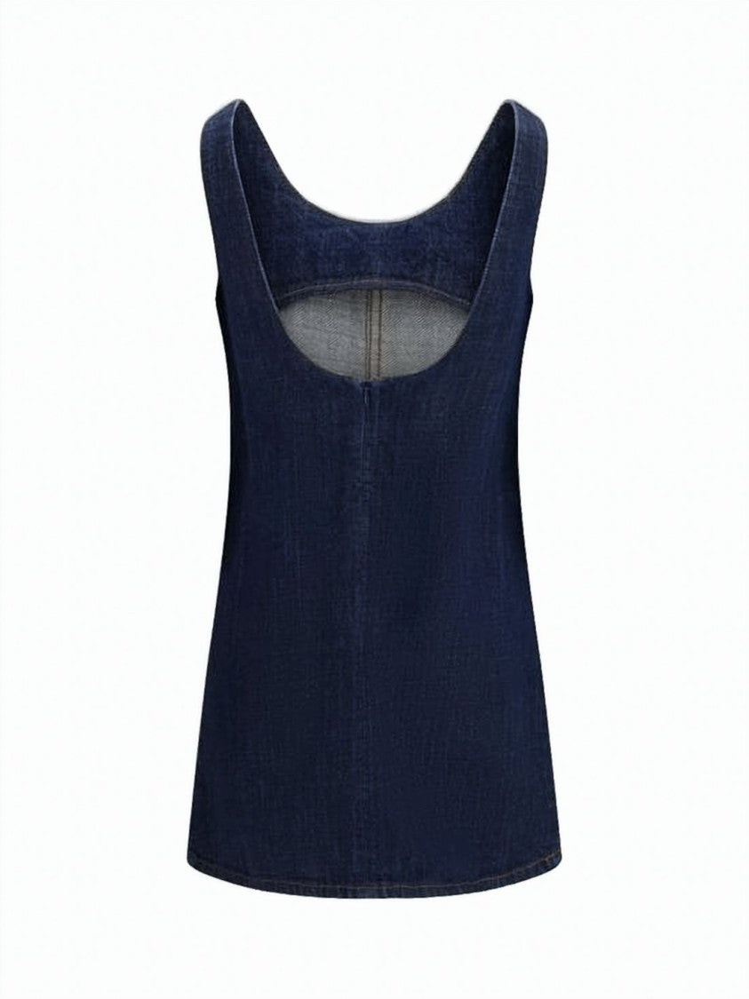 Ami Paris Sleeveless Dark Denim Mini Dress