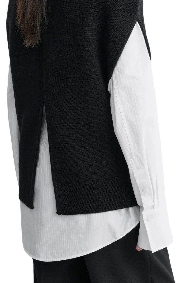 Totême Double-Knit Cape With High Turtleneck And Modern Split Back