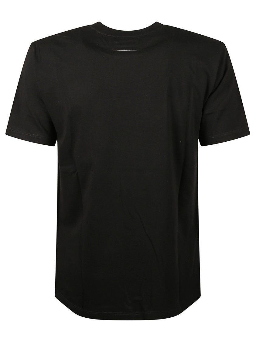 Mm6 By Maison Margiela Black Crew Neck T-Shirt With Graphic Detail