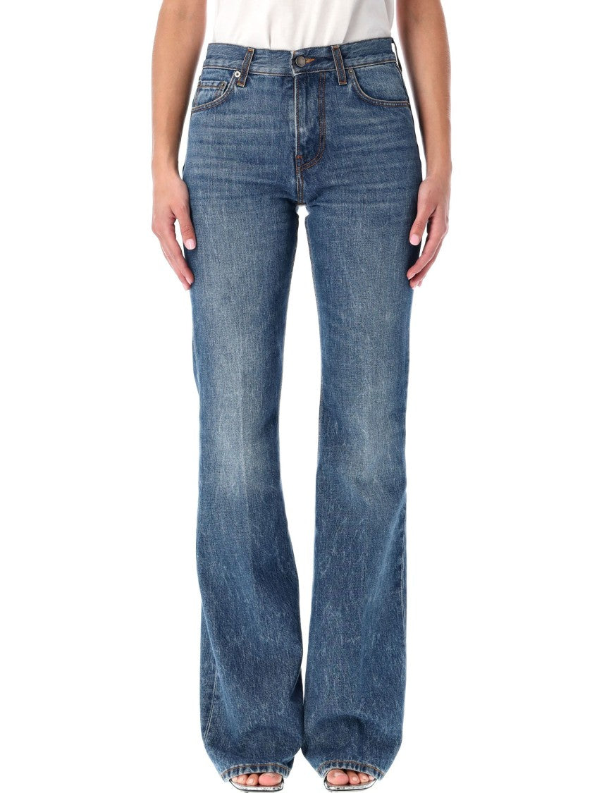 Haikure Flora Flared Authentic Dark Blue Wash Jeans