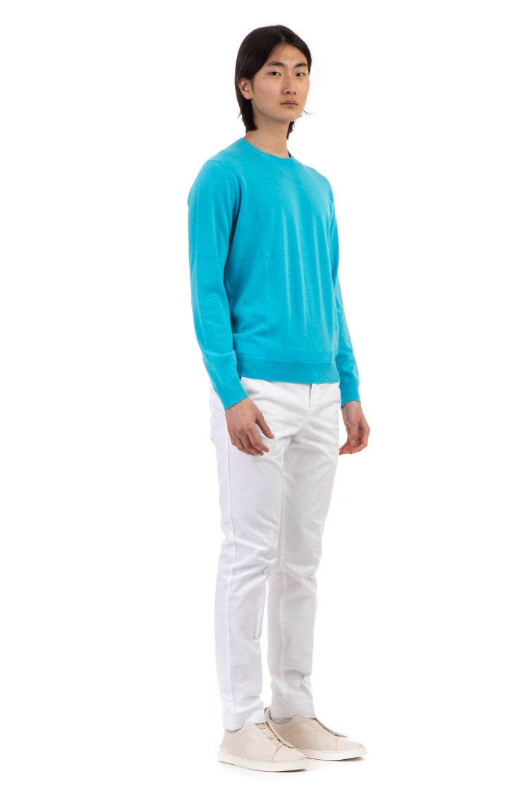 Drumohr Long-Sleeve Crewneck Top In Frosted Cotton