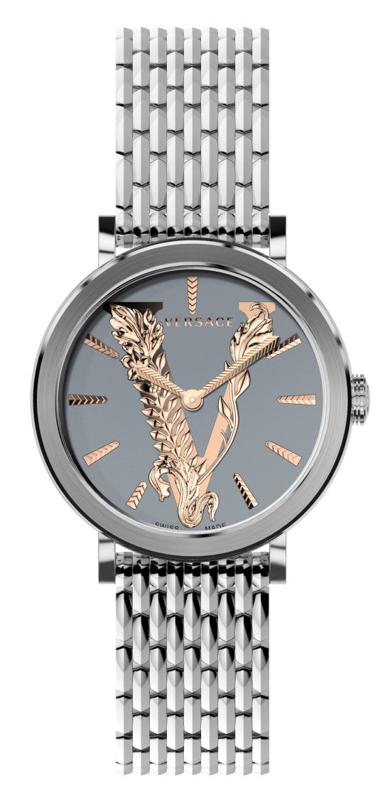 Versace Versace Virtus 36Mm Grey Dial Stainless Steel Watch