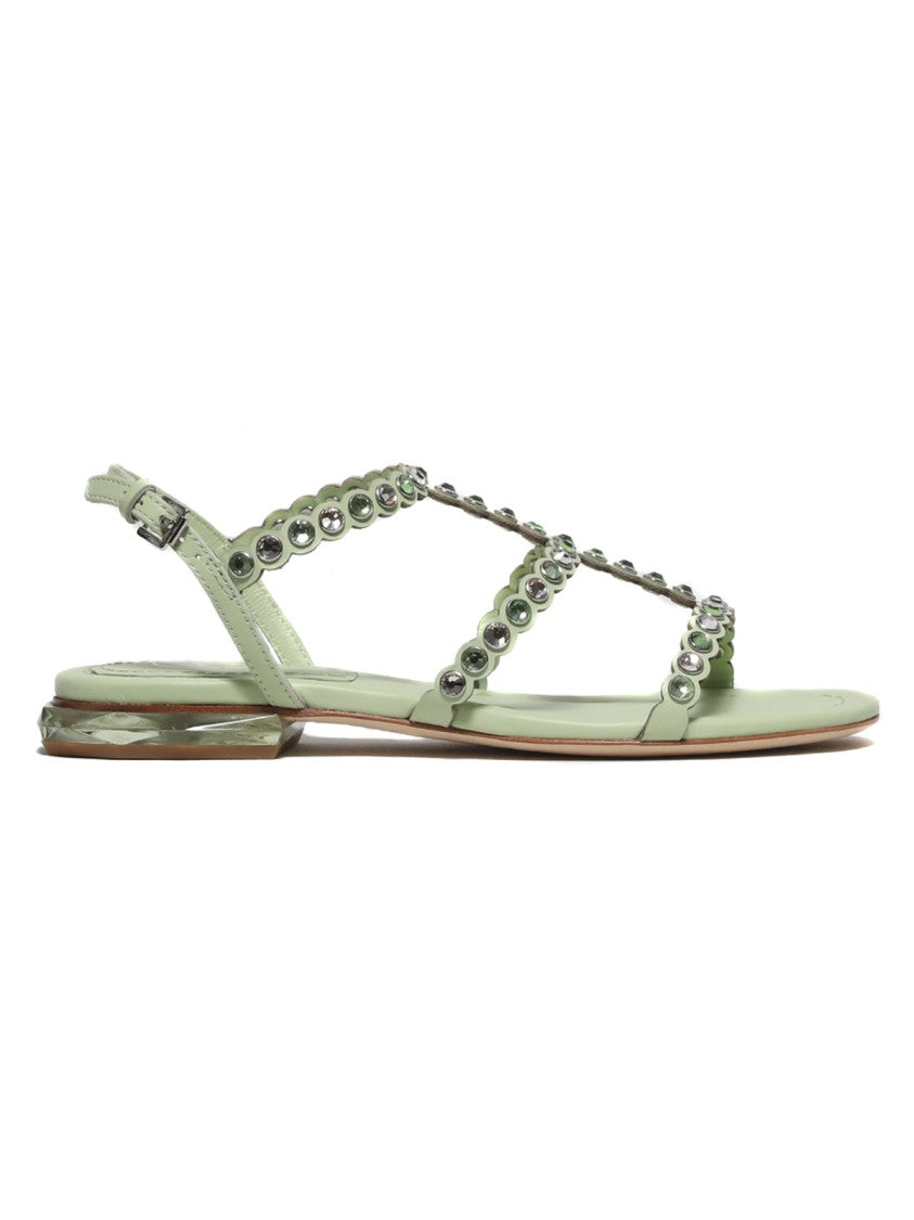 Ash Saphir Model Sandal In Green Leather