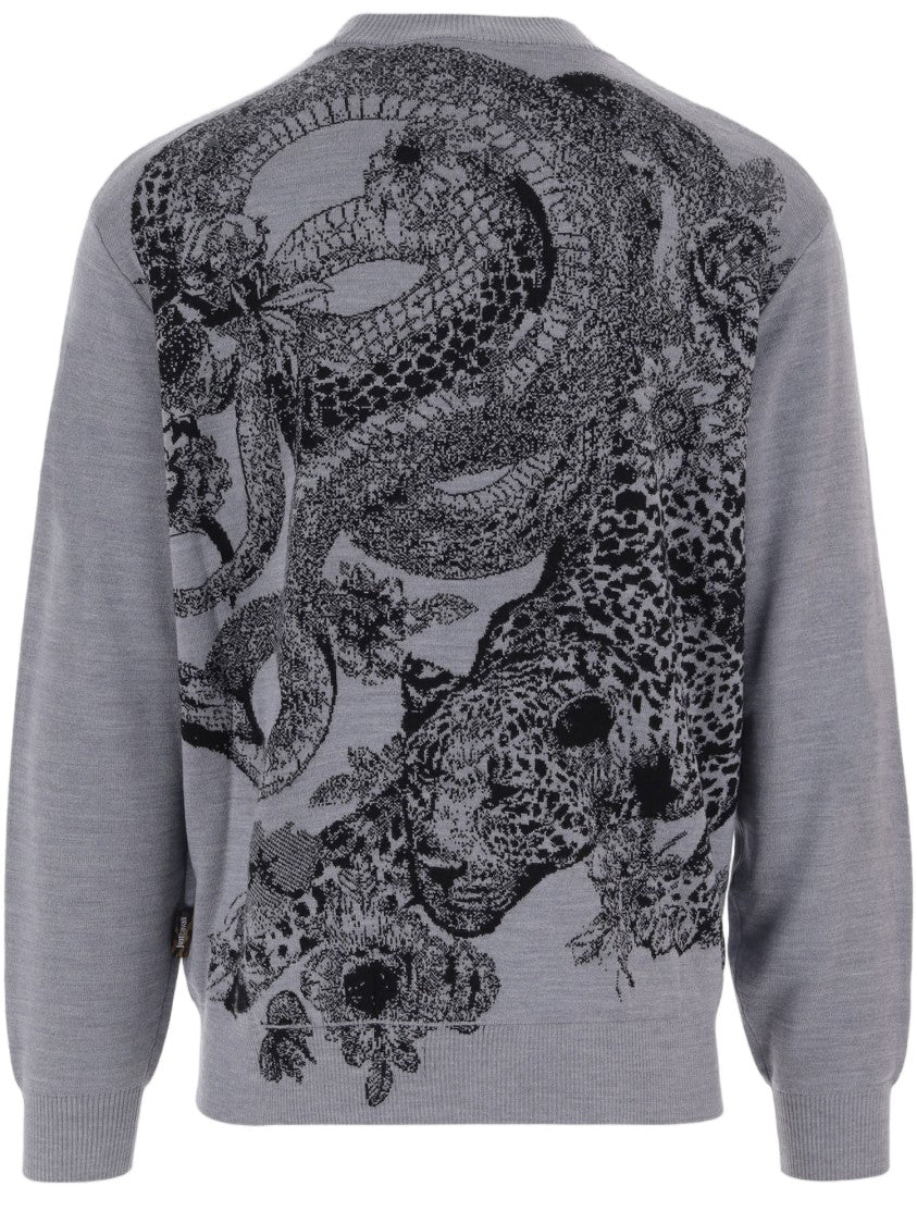 Just Cavalli Wool-Blend Sweater With Floral And Animal Motifs