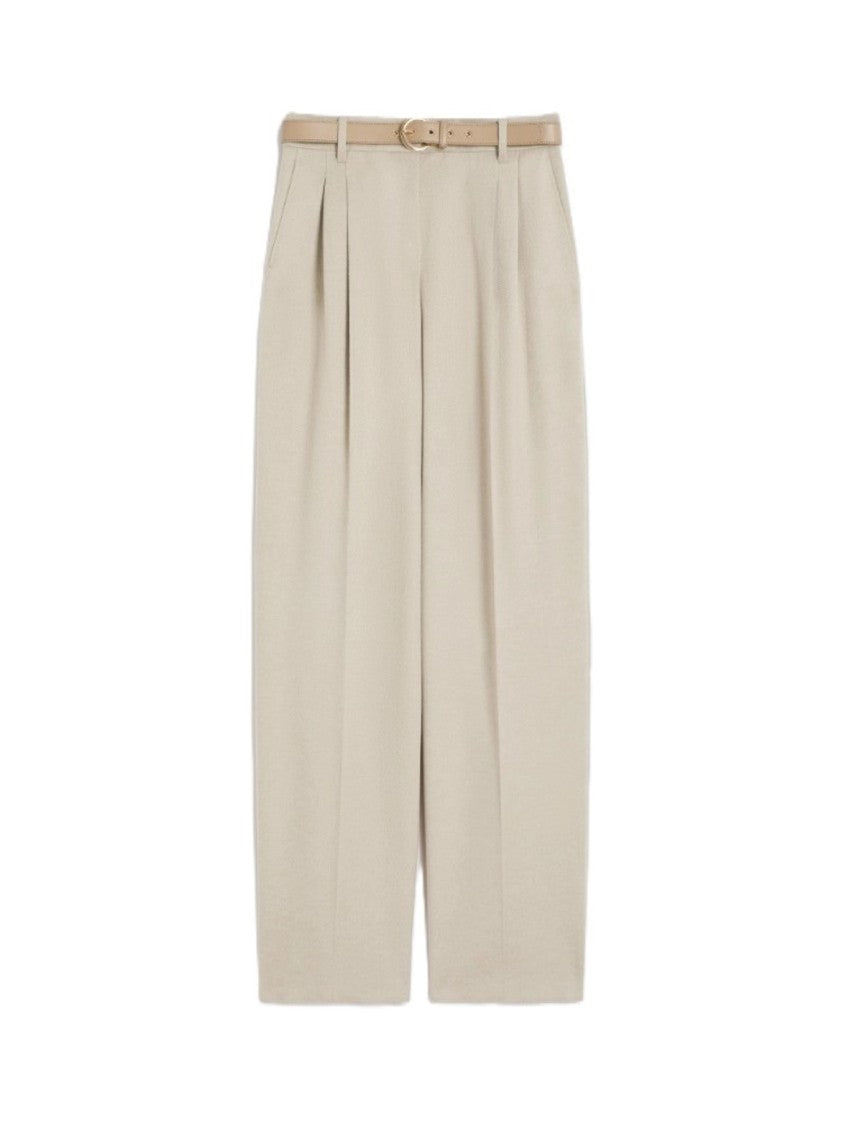 Max Mara Classic High-Waisted Wide-Leg Trousers With Matching Belt