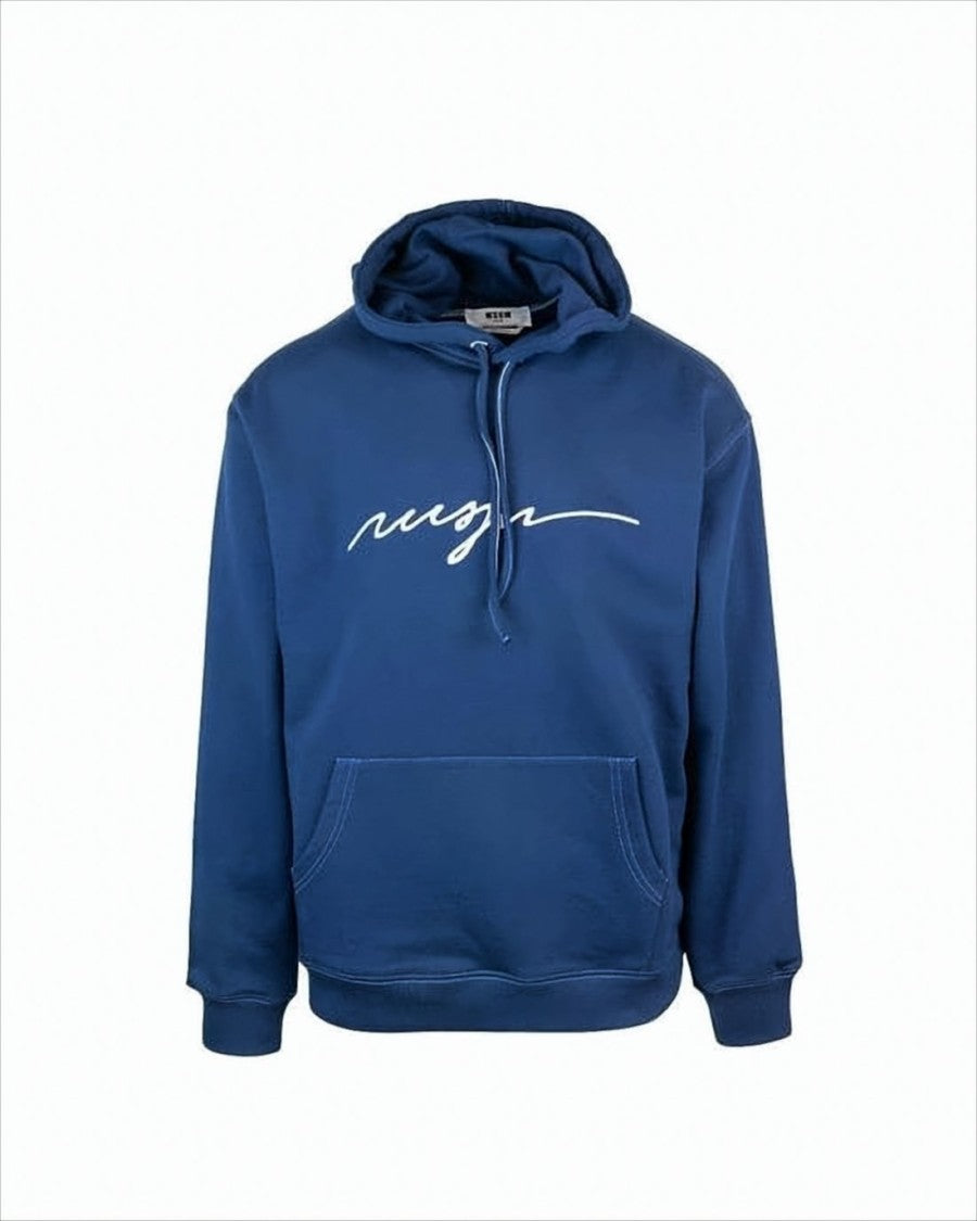 Msgm Relaxed-Fit Hoodie With Contrasting Logo And Kangaroo Pocket