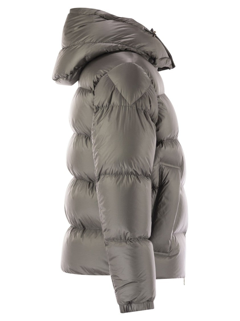 Moncler Short Down Jacket With Hood And Padded Details