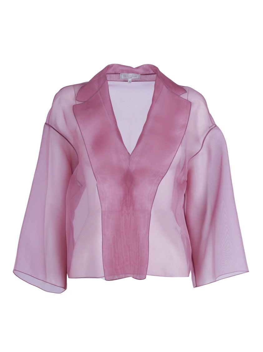 Antonelli Firenze Translucent Silk Solid Lapel Jacket