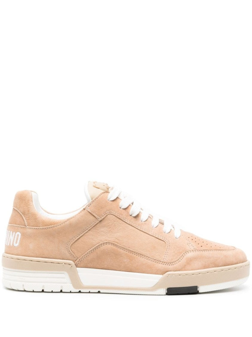 Moschino Beige Sheepskin Leather Sneakers