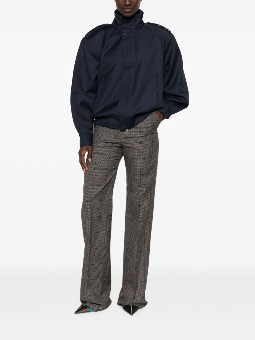 Mugler Tailored Houndstooth Straight-Leg Pants - Grey