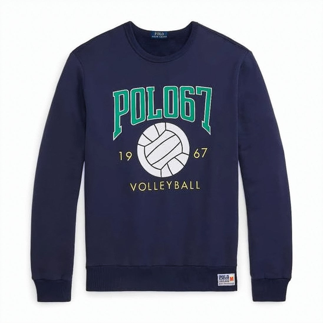 Polo Ralph Lauren Navy Blue Graphic Print Crewneck Sweatshirt With Ribbed Details