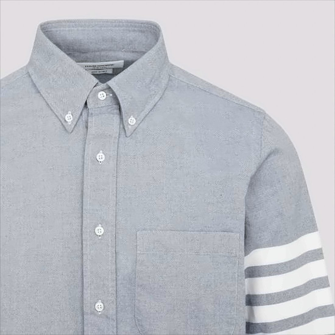 Thom Browne Long-Sleeve Shirt With Classic Collar And Striped Detailing