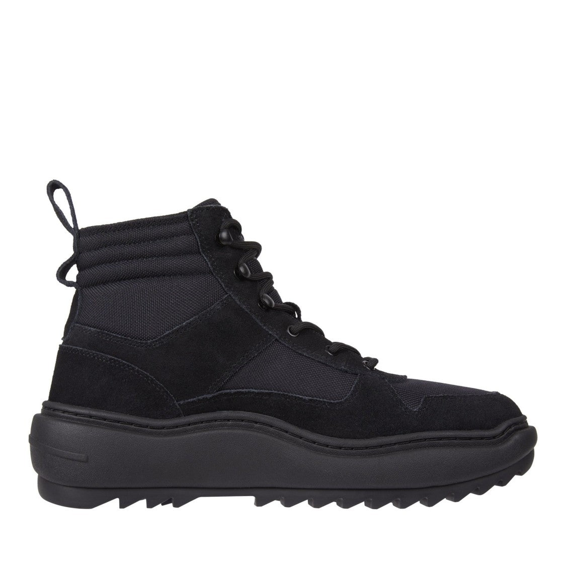 Tommy Jeans Black Suede Lace-Up Padded Collar Boots
