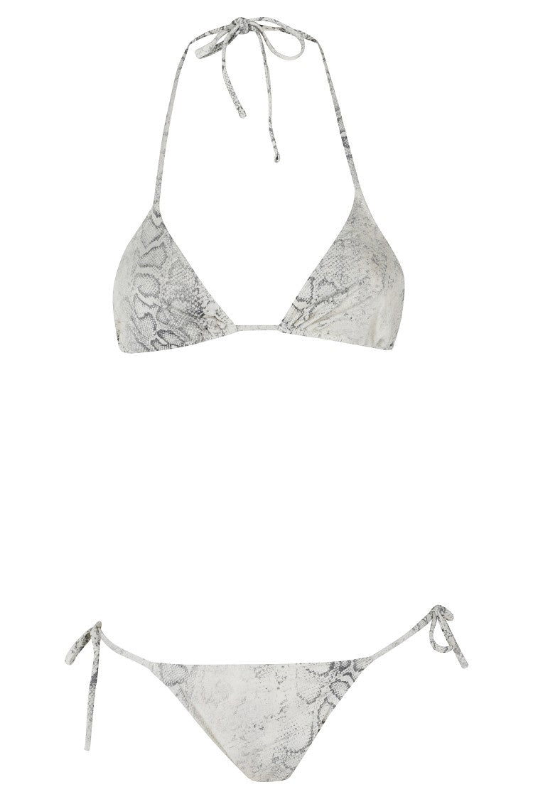 Federica Tosi Sand Python Bikini Triangle Python-Print Nylon Bikini
