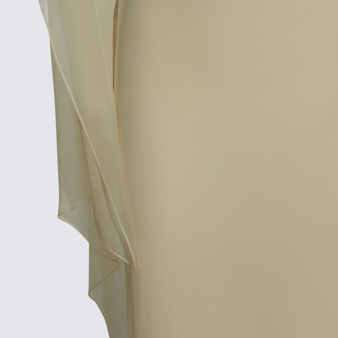 Alberta Ferretti Fitted Maxi Dress With Sheer Overlay And Flowing Sleeves