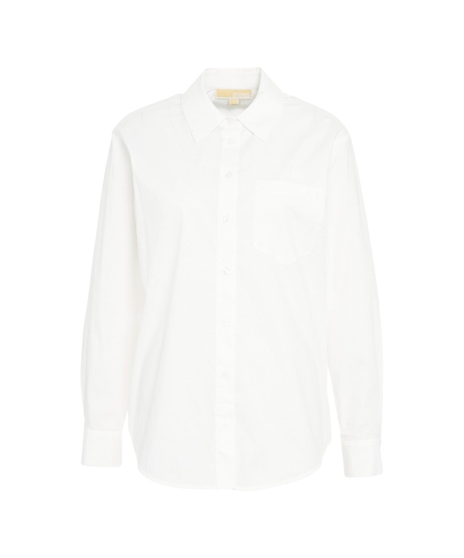 Michael Kors Straight-Cut Cotton Blouse With Traditional Collar