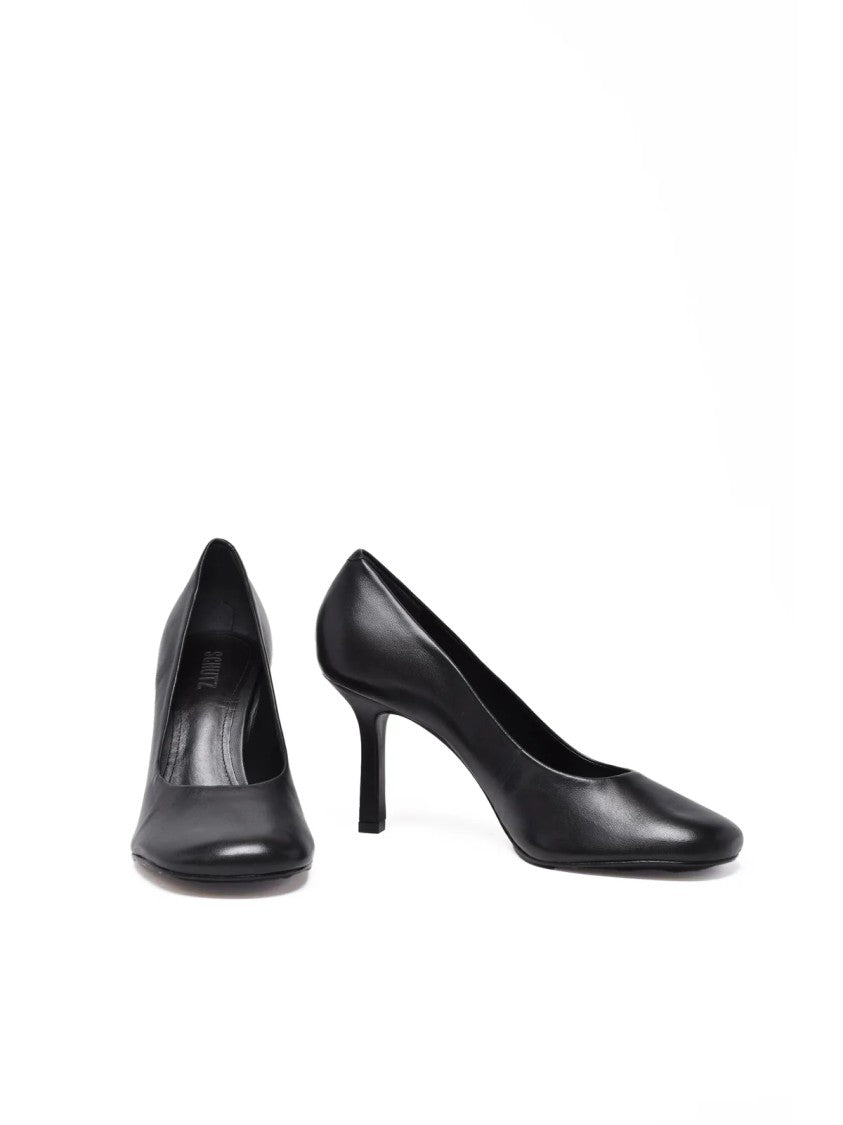 Schutz Black Leather Duckbill Pumps