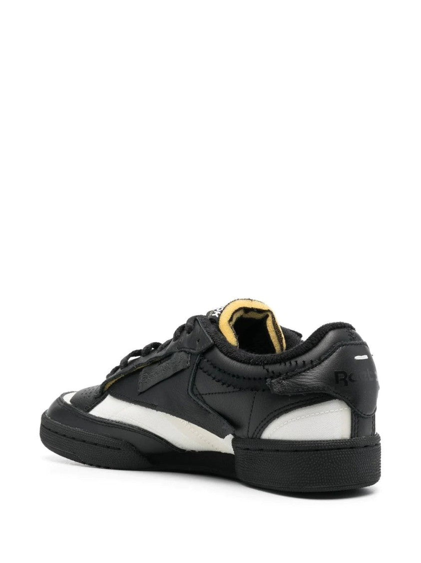 Maison Margiela Low-Top Black Leather Sneakers With White Accents