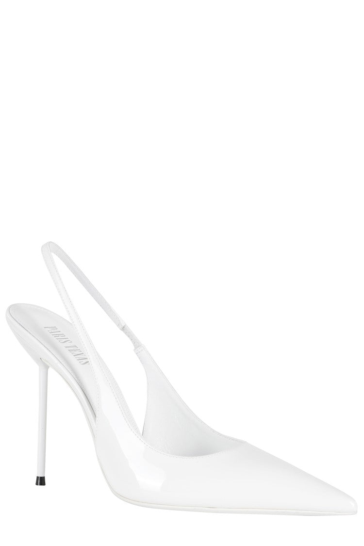 Paris Texas White Lidia Slingback Closed-Toe Leather Pumps