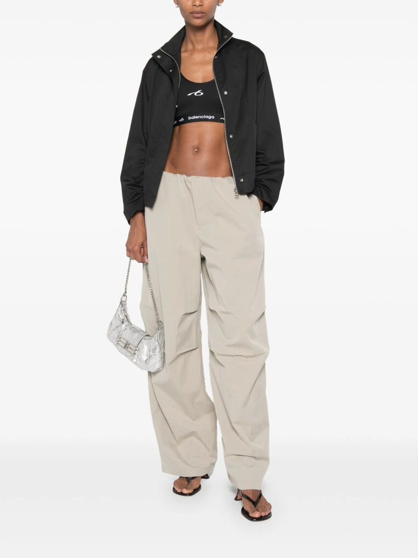 Balenciaga Cropped Black Bra Tank Top With Logo Detail