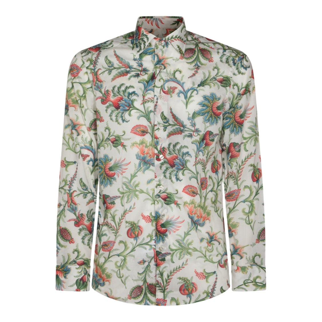 Etro Tailored White Shirt With Floral Print
