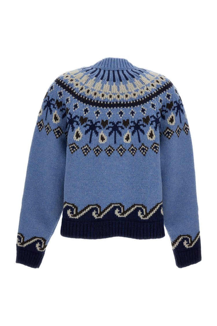 Alanui Light Blue Sweet Winter Nordic Sweater