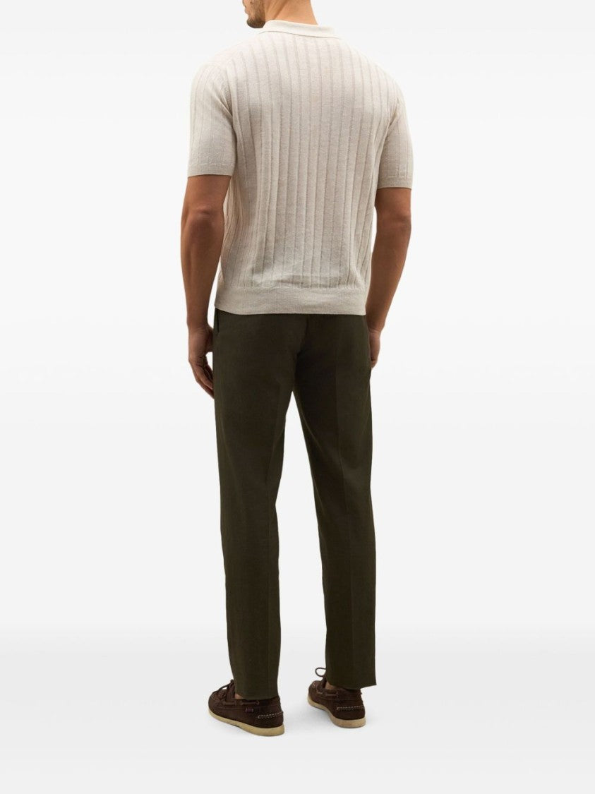 Boglioli Ribbed Short-Sleeved Sweater With Classic Polo Collar
