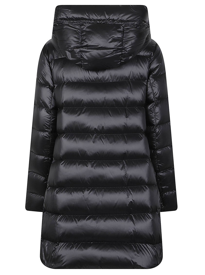 Moncler Suyenne Glossy Quilted Hooded Midi Down Jacket