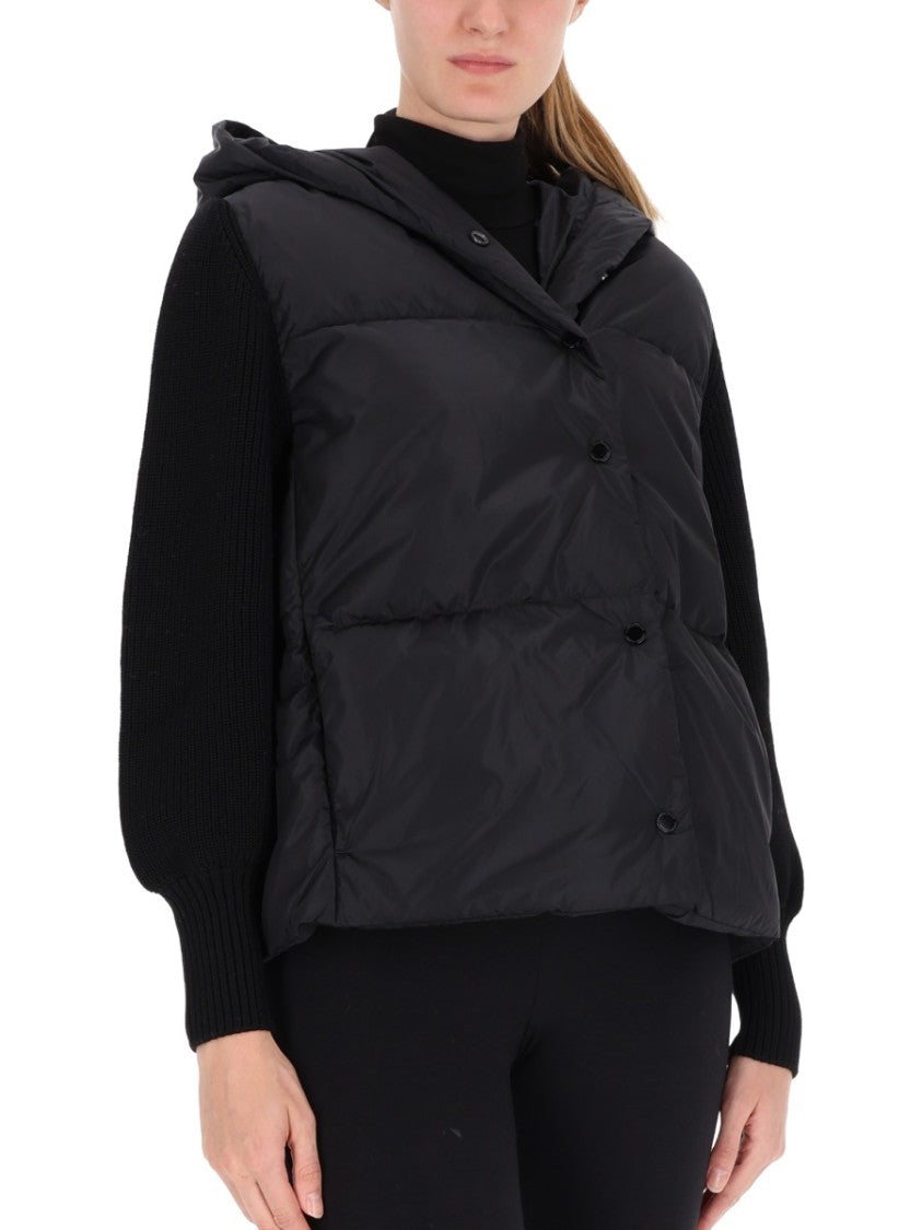 Canada Goose Quilted Black Hoodie With Knit Sleeves