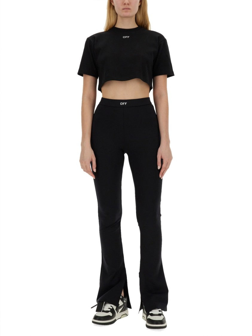 Off-White Ribbed Cropped T-Shirt
