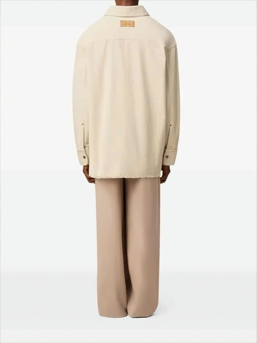 Ami Paris Corduroy Velvet Oversized Shirt With Side Slits
