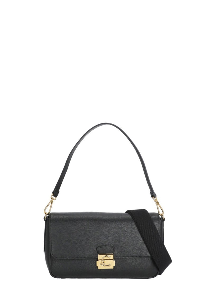 Coccinelle Textured Leather Shoulder Bag With Gold-Tone Lock