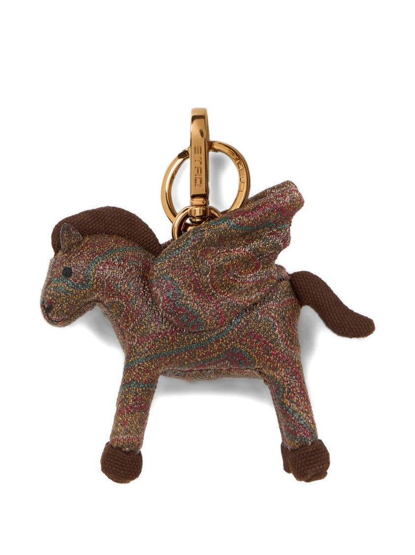 Etro Textured Multicolored Pegasus Keychain Charm By Etro