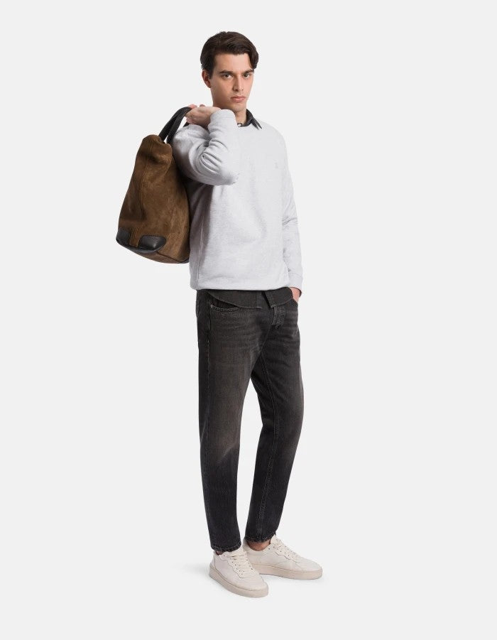 Dondup Faded Black Denim Jeans With Tapered Leg