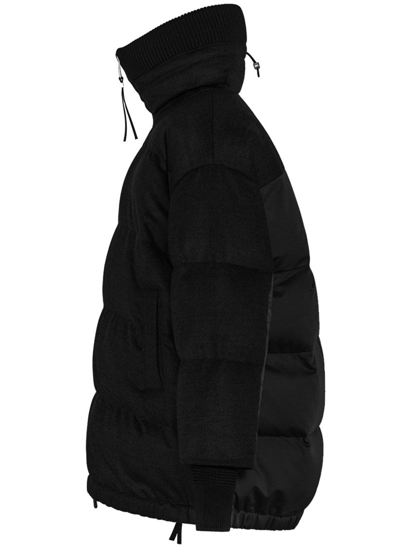 Duno Black Puffer Long Drawstring Jacket