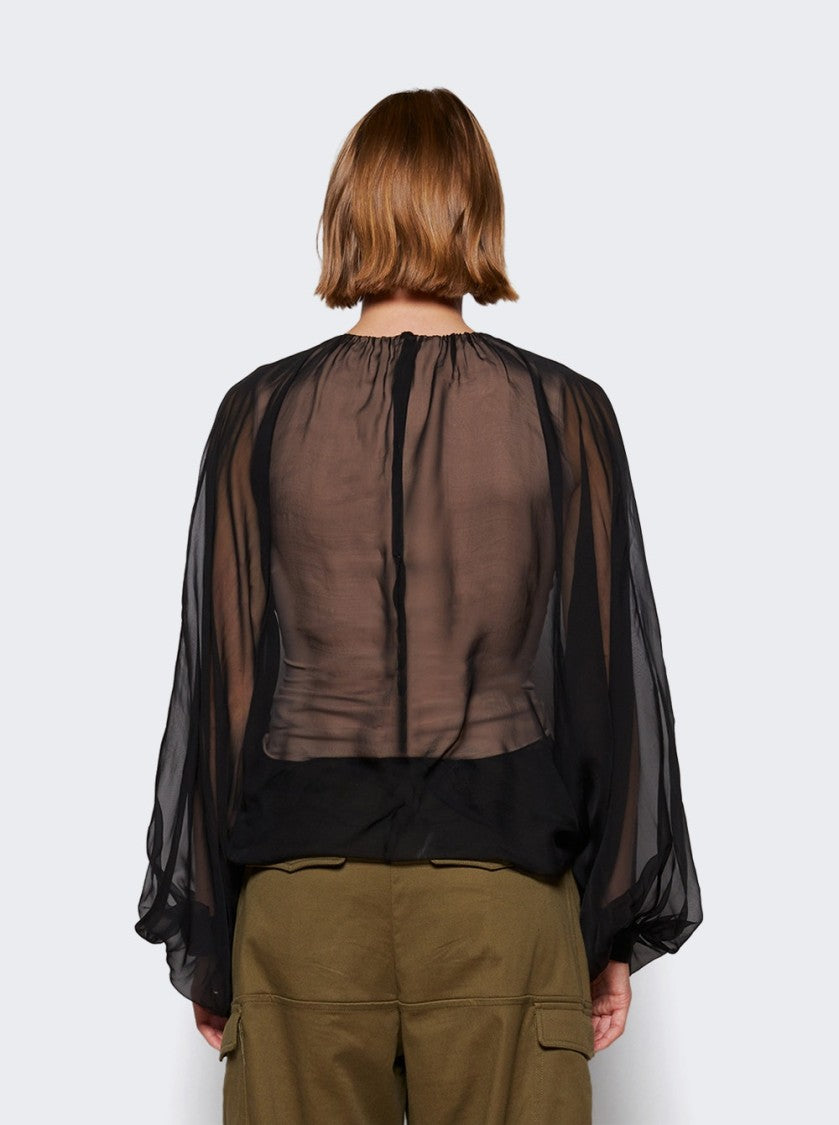 Valentino Sheer Chiffon Top With Billowy Sleeves