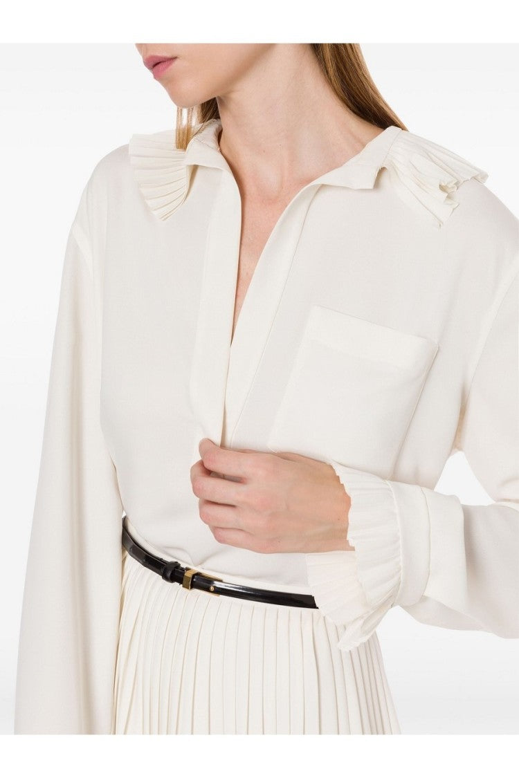 Philosophy Di Lorenzo Serafini Relaxed Fit White Shirt With Pleated Detailing