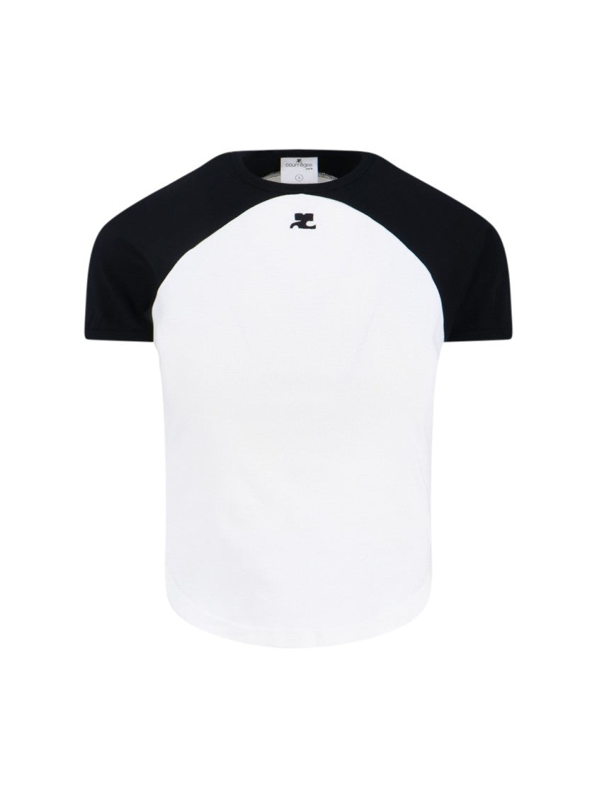 Courrèges Circle Contrast T-Shirt With Black Contrast Details