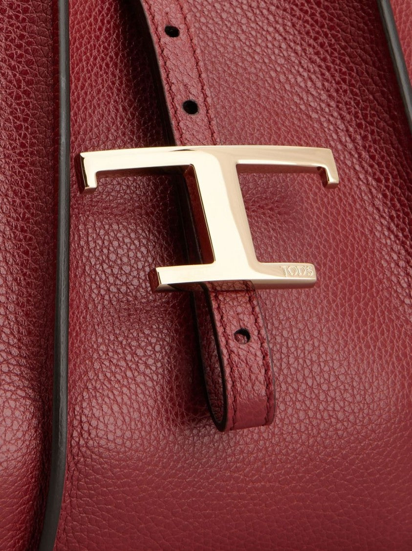 Tod's Textured Calfskin Red Shopper Bag