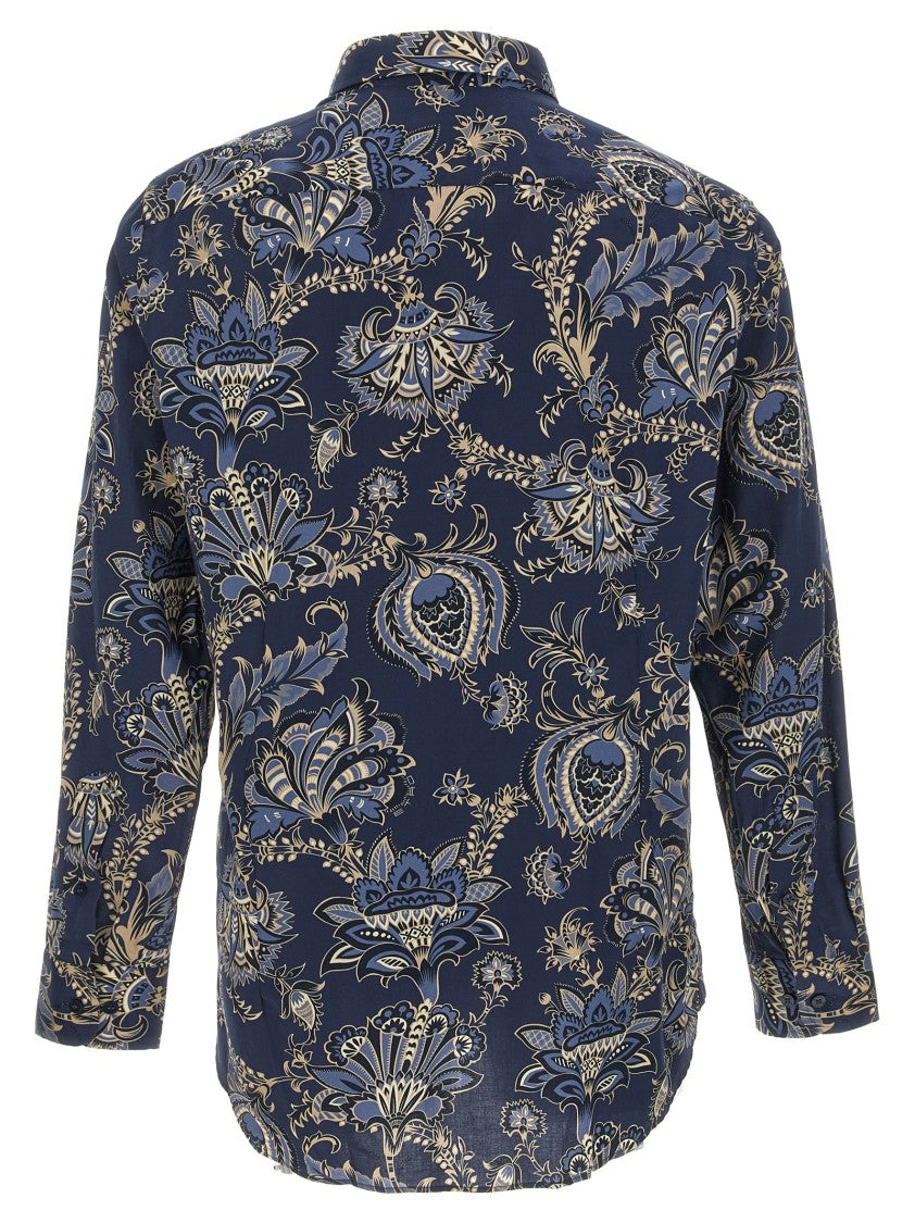 Etro Maxi Floral Print Cotton Shirt