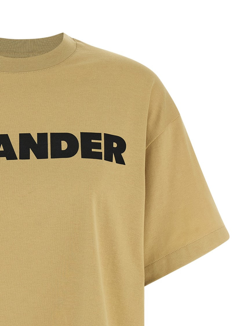 Jil Sander Cropped Brown T-Shirt With Bold Contrast Logo